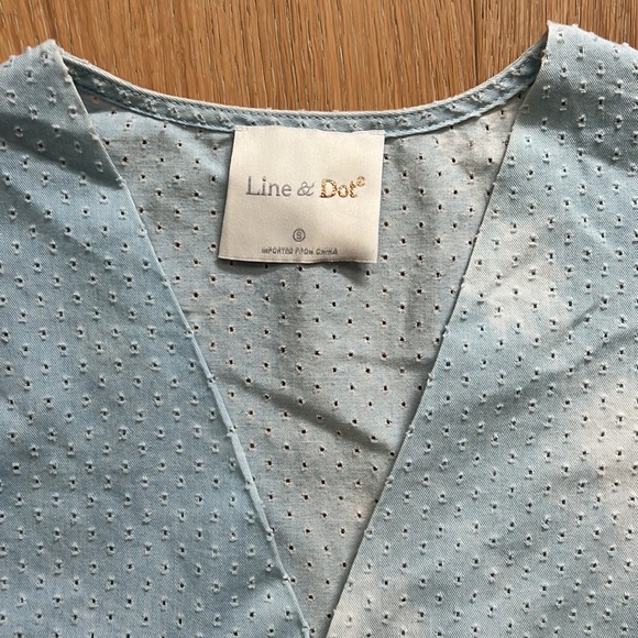 LINE & DOT Light Blue Tie-Dye Punched Holes Romper - Small - Picture 2 of 13